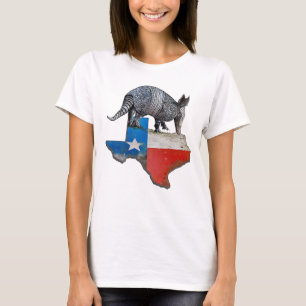 T-shirt Carte du drapeau de l'État d'Armadillo Texas
