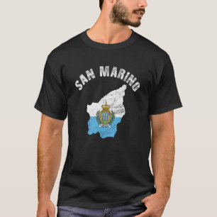 T-shirt Carte du drapeau de Saint-Marin vintage Hommes Fem