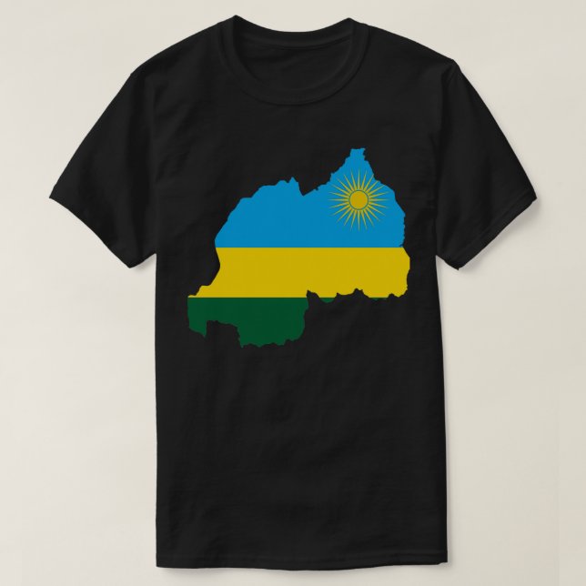 T-shirt Carte du drapeau du Rwanda (Design devant)
