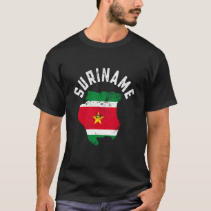 T-shirt Carte du drapeau du Suriname patriotique en détres