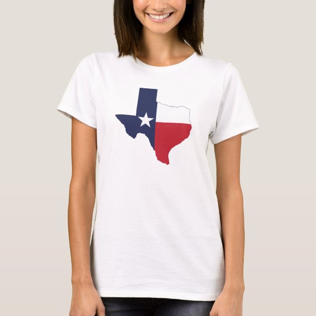 T-shirt Carte du drapeau du Texas Blanc (Devant)