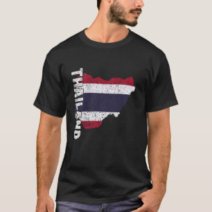 T-shirt Carte du drapeau thaïlandais Vintage Drapeau thaïl