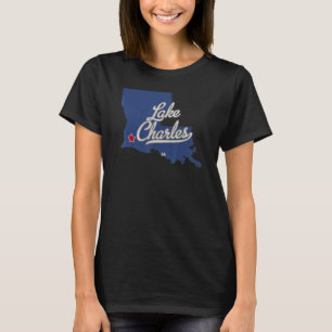 T-shirt Carte du lac Charles Louisiana LA