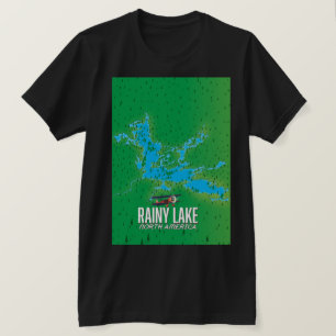 T-shirt Carte du lac Rainy d'Amérique du Nord