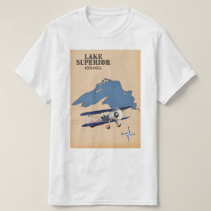 T-shirt carte du lac Supérieur Amérique du Nord