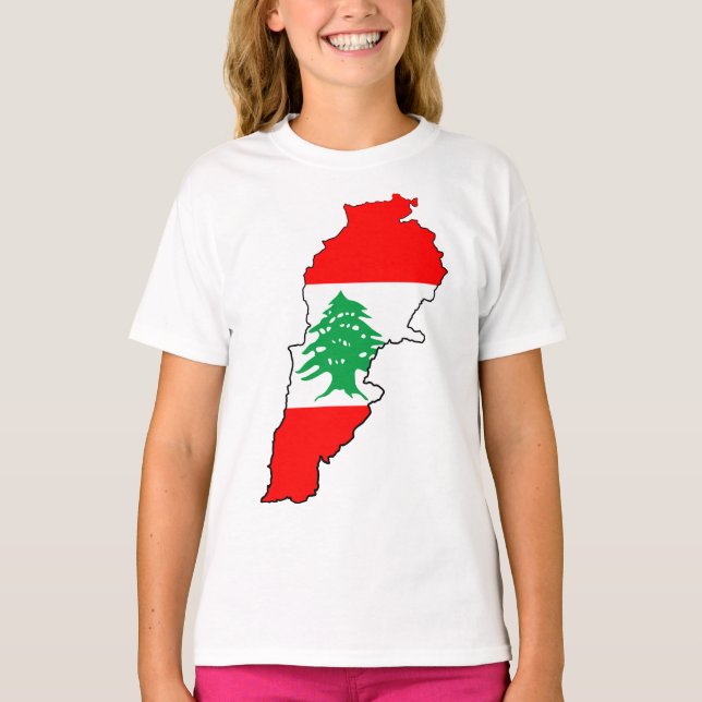 T-shirt Carte du Liban avec drapeau (Devant)