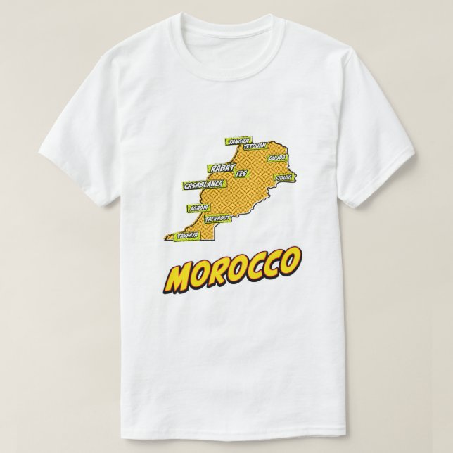 T-shirt Carte du Maroc illustrée par Pop Art (Design devant)