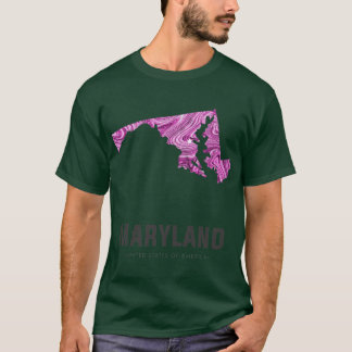 T-shirt Carte du Maryland Art Abstrait en Violet