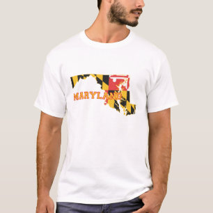 T-shirt Carte du Maryland Drapeau de l'État en forme Drape