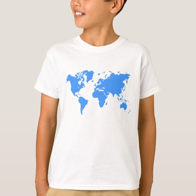 T-shirt Carte du monde - Bleu Bébé (Devant)