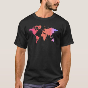 T-shirt Carte du monde coloré des voyageurs