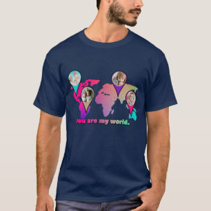 T-shirt Carte du monde coloré personnalisé quatre photo co