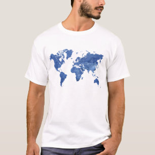 T-shirt Carte du monde de denim
