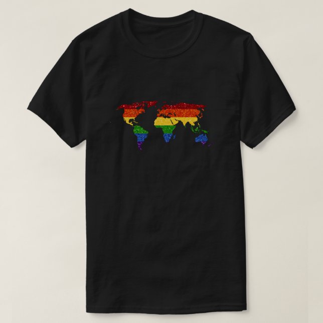 T-shirt Carte du monde de la Parties scintillant LGBT Prid (Design devant)