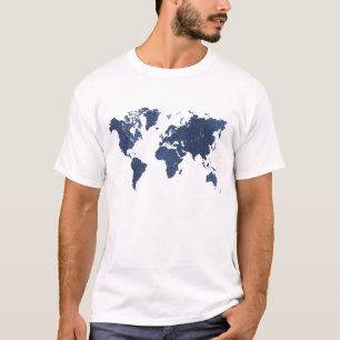 T-shirt Carte du monde de peinture au Spray bleu