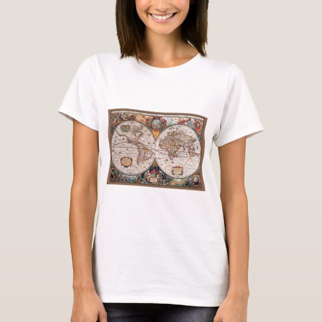 T-shirt Carte du monde du XVIIe siècle1600s (Devant)