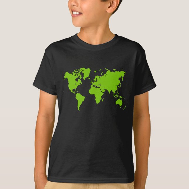 T-shirt Carte du monde - Martian Green (Devant)