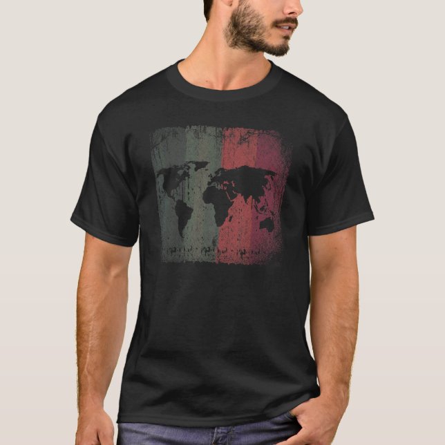 T-shirt Carte du monde rétro 1 (Devant)