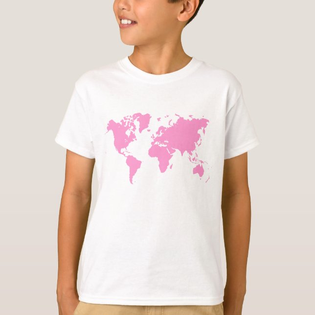 T-shirt Carte du monde - Rose (Devant)