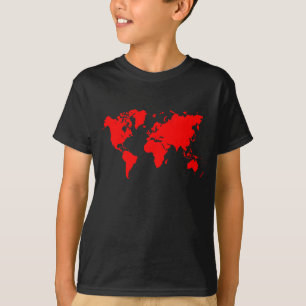 T-shirt Carte du monde - Rouge