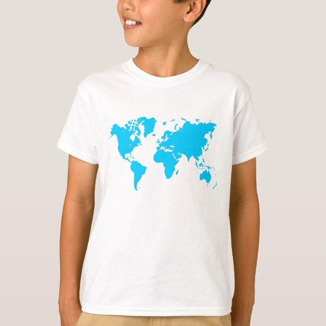 T-shirt Carte du monde - Sky Blue (Devant)