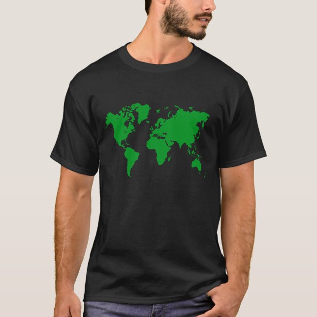T-shirt Carte du monde - vert d'herbe (Devant)