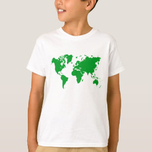 T-shirt Carte du monde - Vert d'herbe