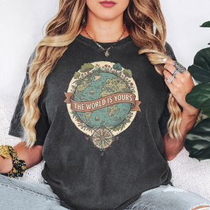 T-shirt Carte du monde vintage "Le monde est à vous" Bouss