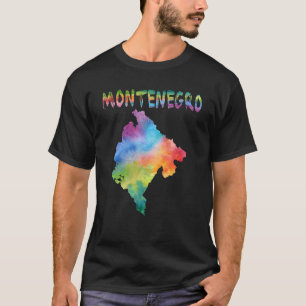T-shirt Carte du Monténégro isolé coloré en aquarelle
