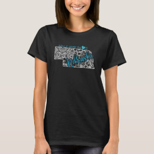 T-shirt Carte du Nebraska, État du pays, Ne Mandala, États