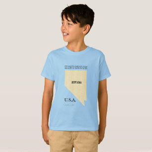 T-shirt - Carte du Nevada avec ville
