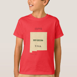 T-shirt - Carte du Nouveau Mexique avec nom de vil