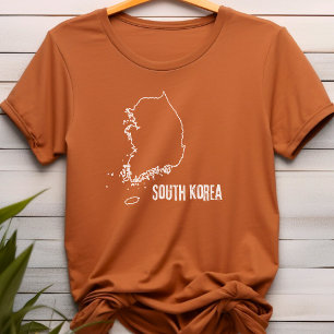 T-shirt Carte du pays de Corée du Sud Forme de la frontièr