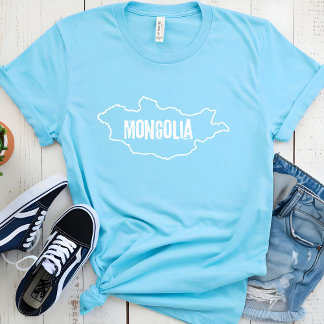 T-shirt Carte du pays de Mongolie, ligne de contour de la