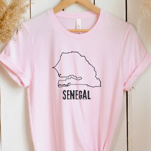 T-shirt Carte du pays du Sénégal, forme de la frontière sé
