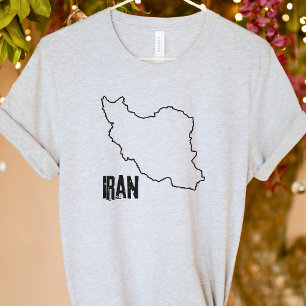 T-shirt Carte du pays Iran Plan de la frontière nationale