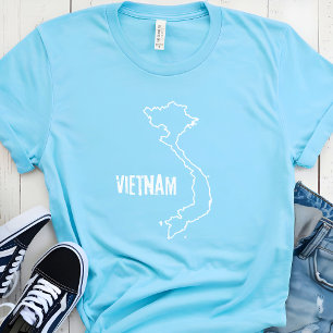 T-shirt Carte du pays Vietnam Forme de la ligne de frontiè