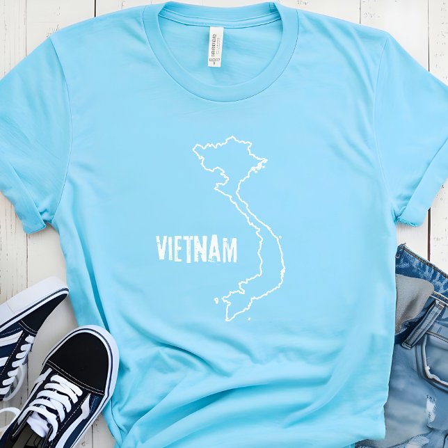 T-shirt Carte du pays Vietnam Forme de la ligne de frontiè (Créateur téléchargé)