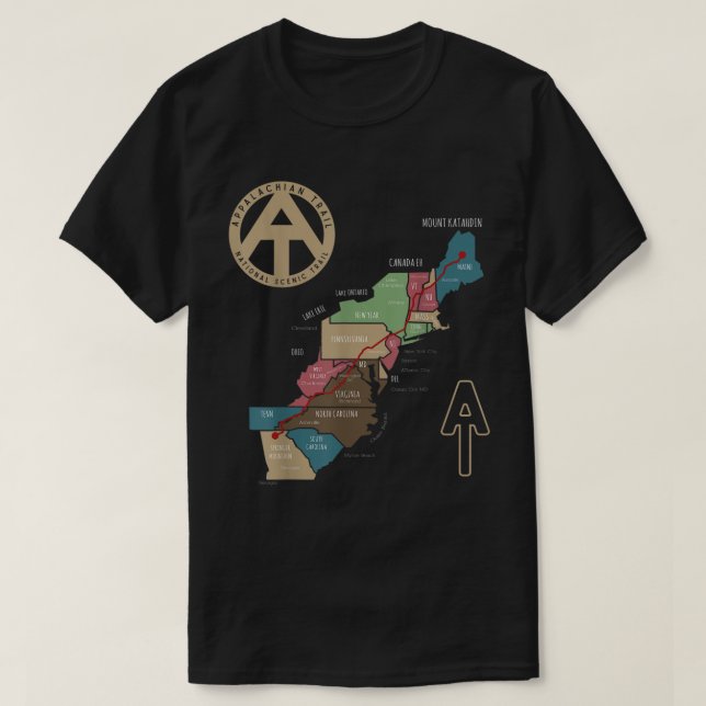 T-shirt Carte du Randonnée du sentier des Appalaches  (Design devant)