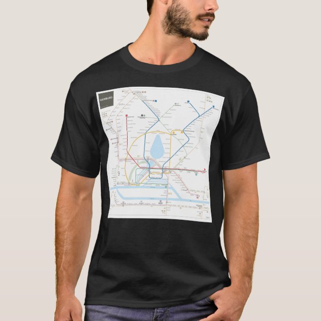 T-shirt Carte du U-Bahn de Hambourg (Devant)