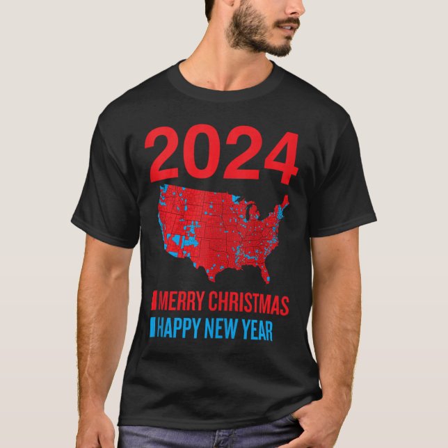 T-shirt Carte électorale 2024 exacte Joyeux Noël Joyeux N (Devant)
