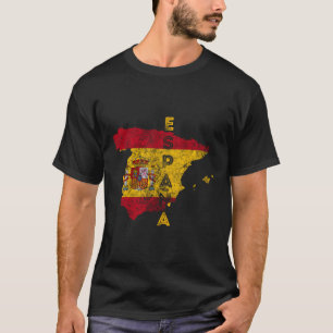 T-shirt Carte Espagnole Et Drapeau Souvenir Perdu Espagne