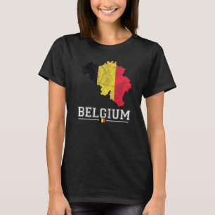 T-shirt Carte et drapeau belge souvenir Belgique en détres