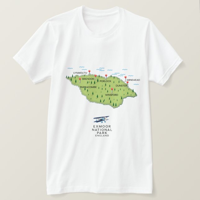 T-shirt Carte Exmoor National Park (Design devant)