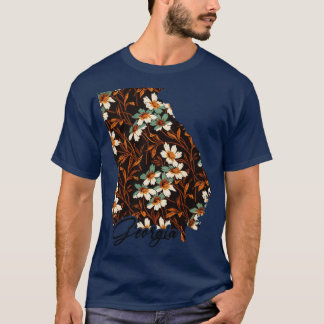T-shirt Carte florale des États-Unis Géorgie Carte de Géor
