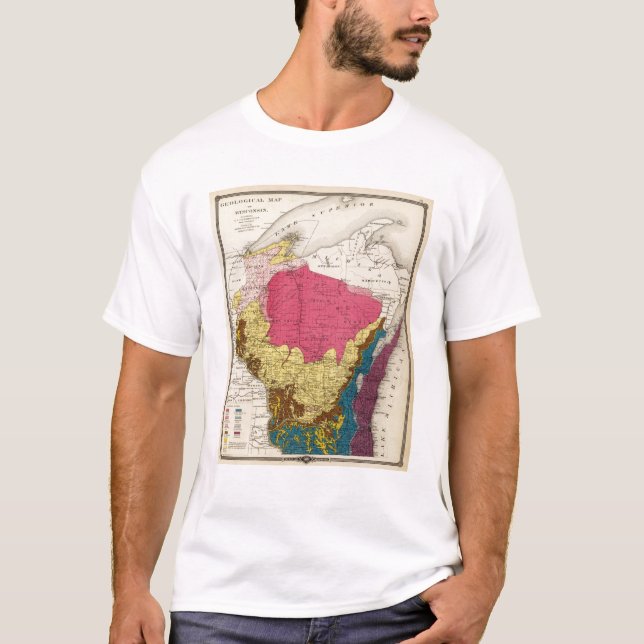 T-shirt Carte géologique du Wisconsin (Devant)
