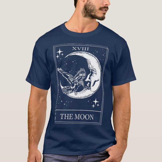 T-shirt Carte Goth Tarot croissant lune XVIII 18 avec et (Devant)