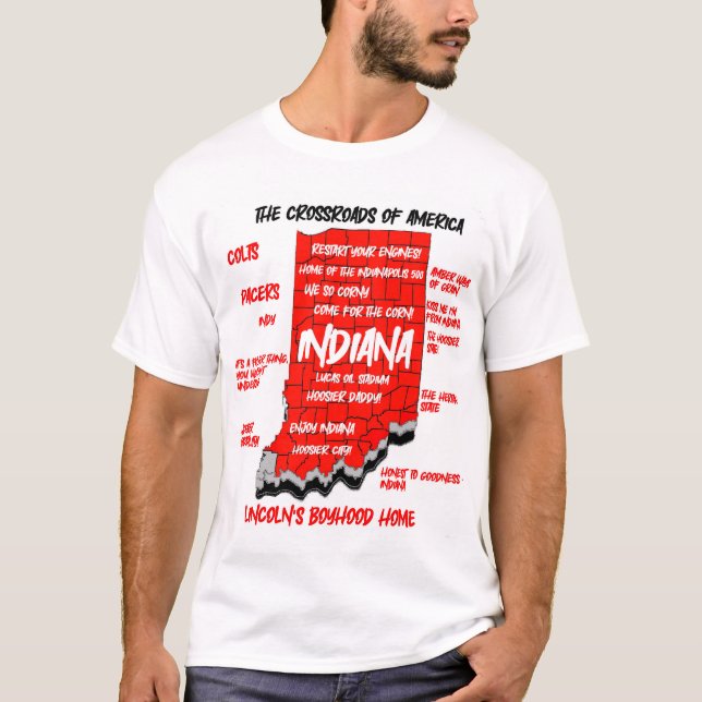 T-shirt Carte graphique de l'Indiana 3D (Devant)