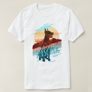T-shirt Carte graphique rétro Doberman Multi-Color ID754