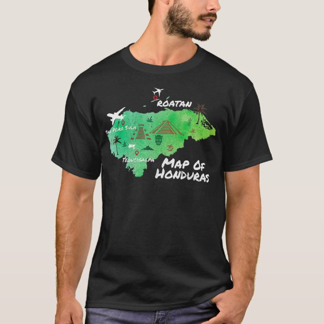 T-shirt Carte hondurienne de Roatan Catracho Cadeau Fière (Devant)